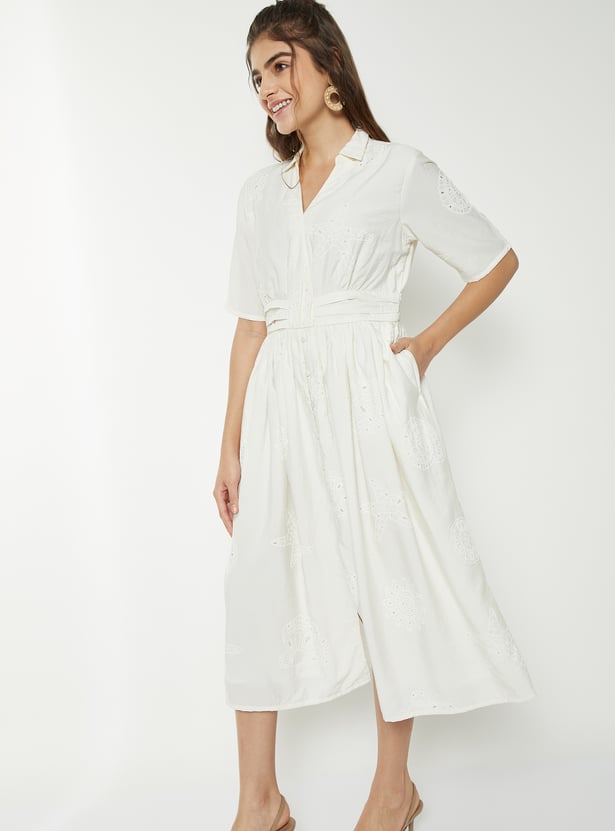 Women Schiffli Midi Dress