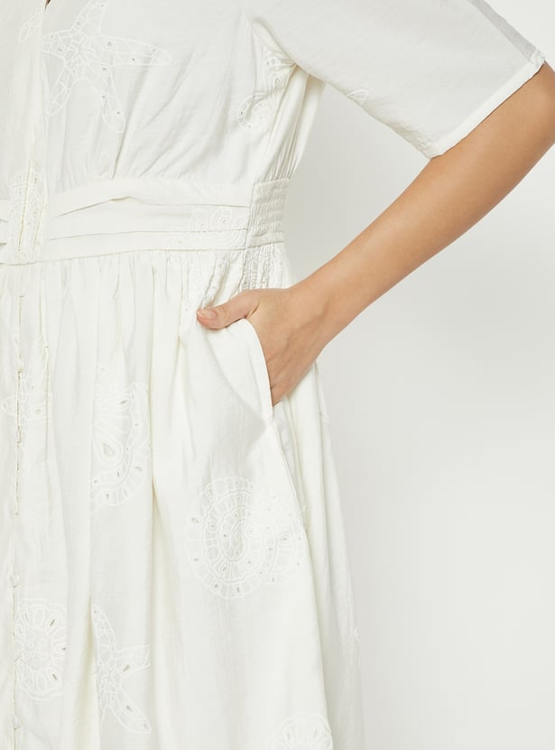 Women Schiffli Midi Dress