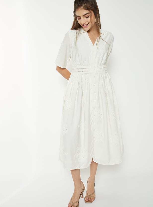 Women Schiffli Midi Dress