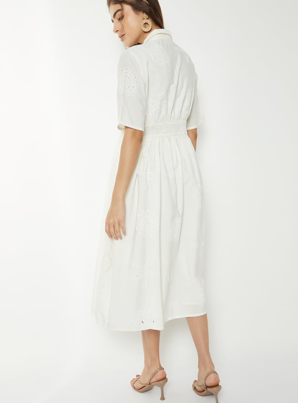 Women Schiffli Midi Dress