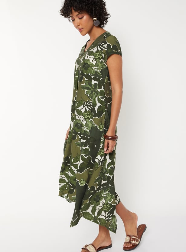 Women Printed Asymmetric Hem Dress