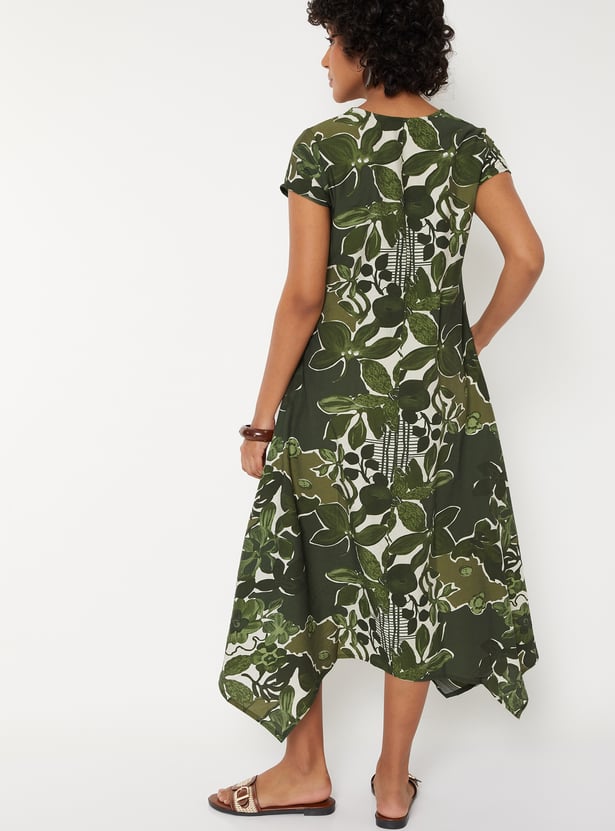 Women Printed Asymmetric Hem Dress
