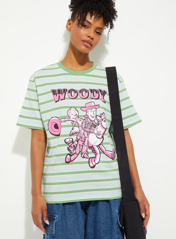 URB_N Women Toy Story Print Oversized T-shirt