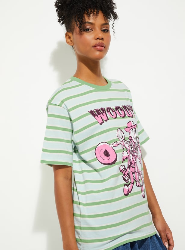 URB_N Women Toy Story Print Oversized T-shirt