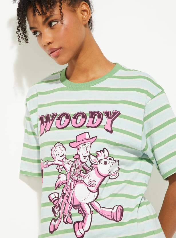 URB_N Women Toy Story Print Oversized T-shirt