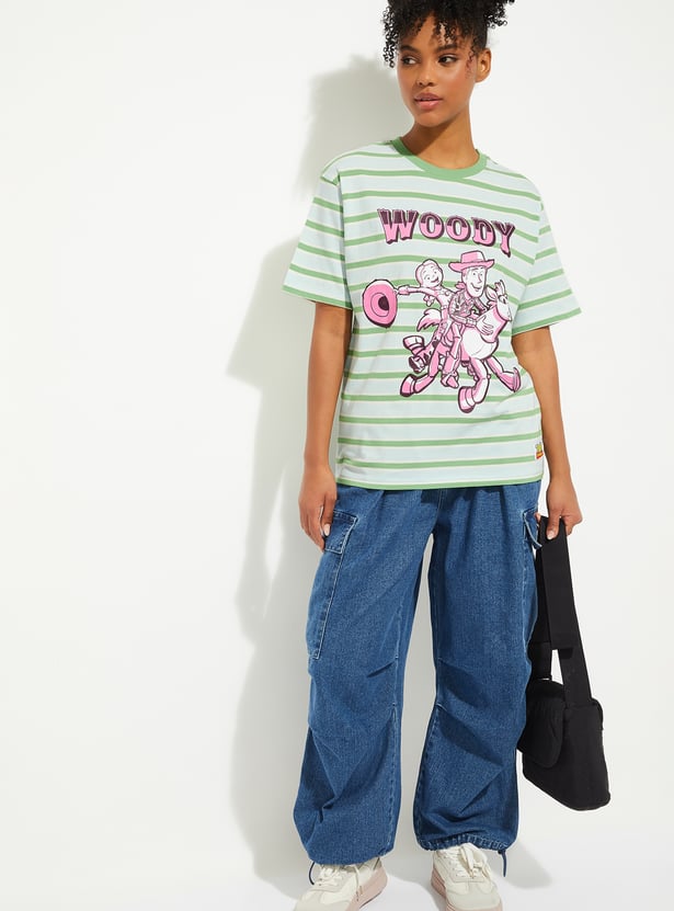 URB_N Women Toy Story Print Oversized T-shirt