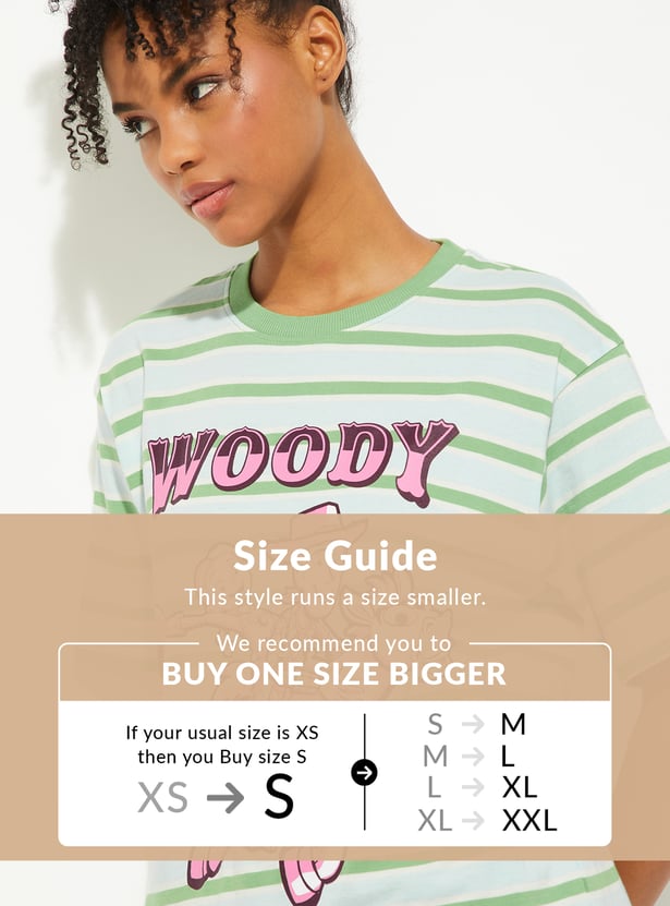 URB_N Women Toy Story Print Oversized T-shirt
