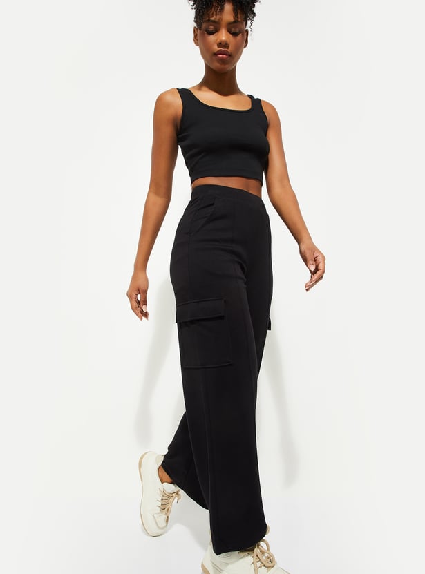 Women Pintuck Straight Leg Cargos