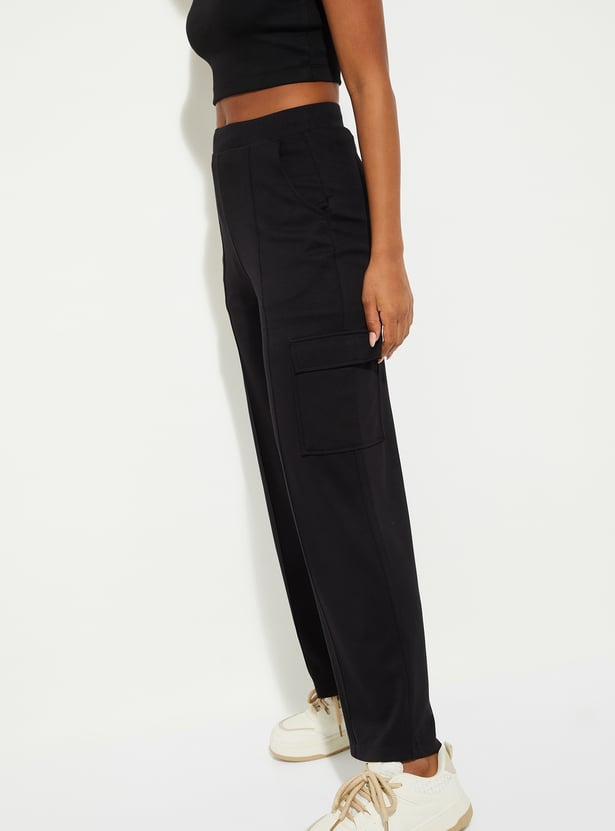 Women Pintuck Straight Leg Cargos