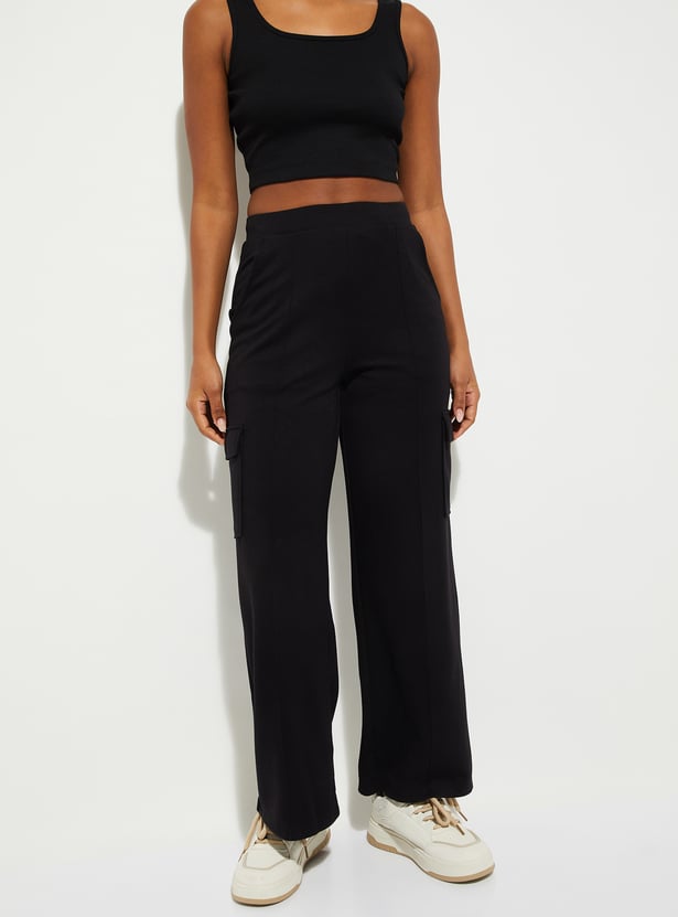 Women Pintuck Straight Leg Cargos