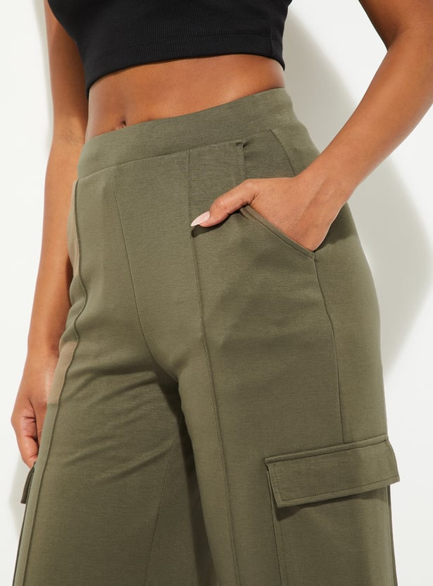 Women Pintuck Straight Leg Cargos