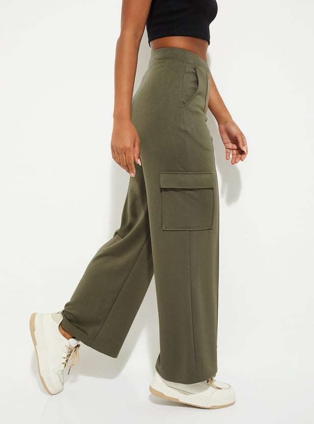 Women Pintuck Straight Leg Cargos