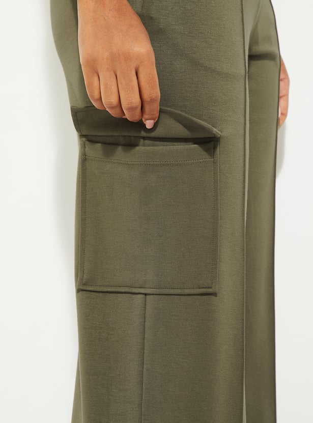 Women Pintuck Straight Leg Cargos