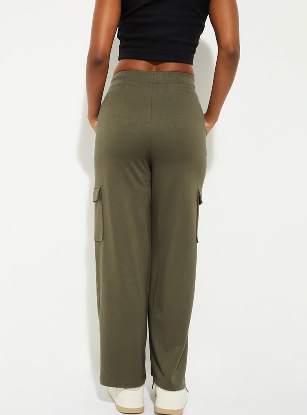 Women Pintuck Straight Leg Cargos