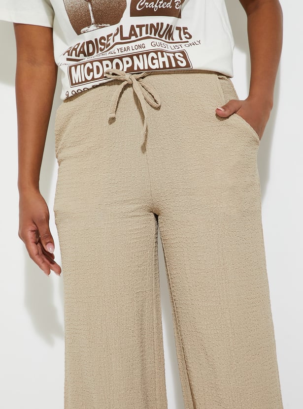 Women Textured Wide Leg Trousers