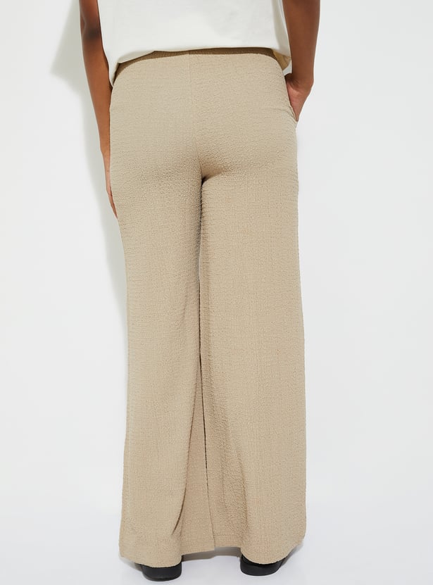 Women Textured Wide Leg Trousers