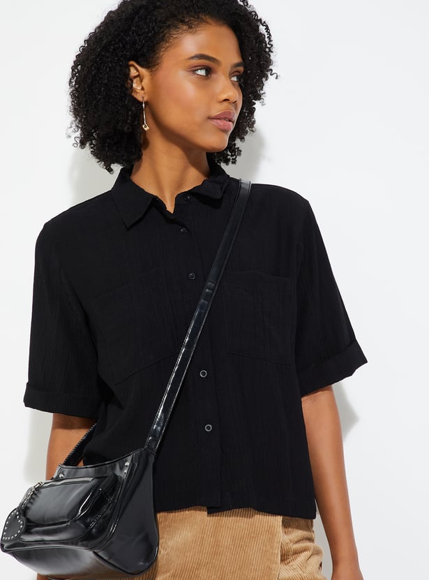 ALAYA F x URB_N Women Textured Boxy Fit Shirt