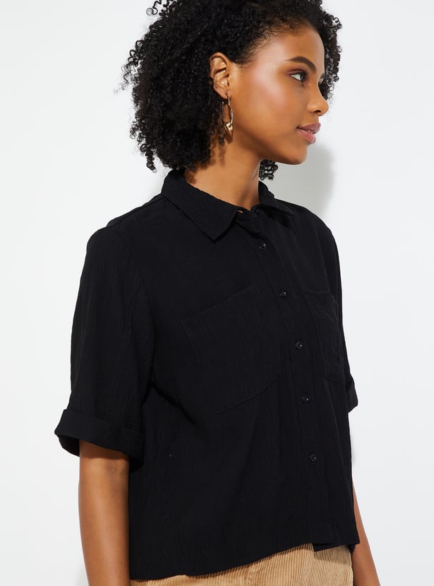 ALAYA F x URB_N Women Textured Boxy Fit Shirt