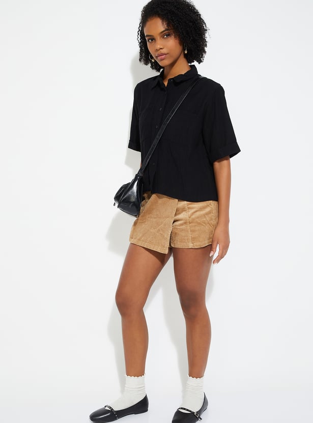 ALAYA F x URB_N Women Textured Boxy Fit Shirt