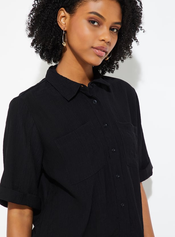 ALAYA F x URB_N Women Textured Boxy Fit Shirt