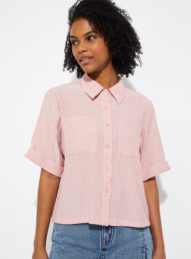 ALAYA F x URB_N Women Textured Boxy Fit Shirt