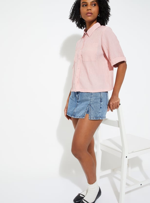 ALAYA F x URB_N Women Textured Boxy Fit Shirt