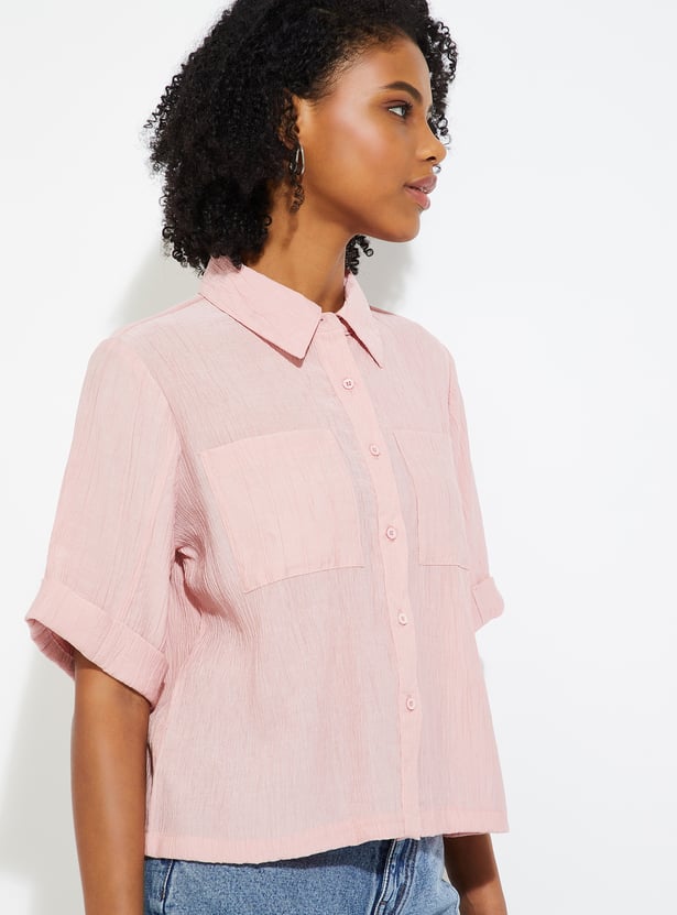 ALAYA F x URB_N Women Textured Boxy Fit Shirt