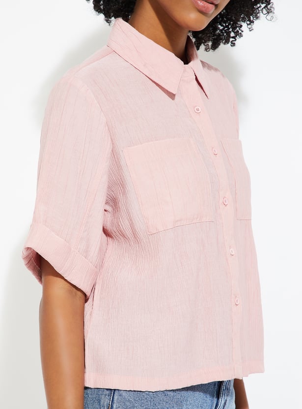 ALAYA F x URB_N Women Textured Boxy Fit Shirt