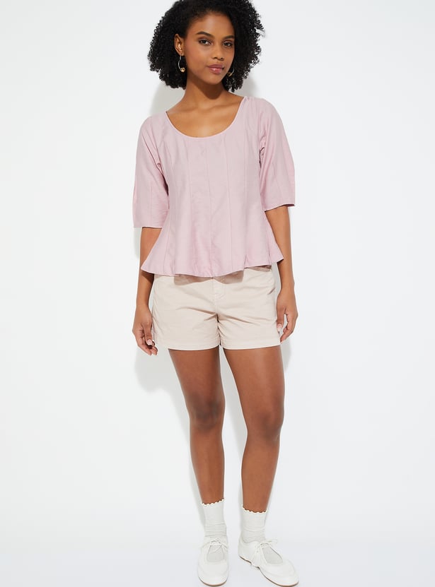Women Panelled Peplum Top