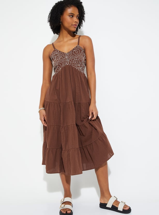 URB_N Women Embroidered Tiered Dress