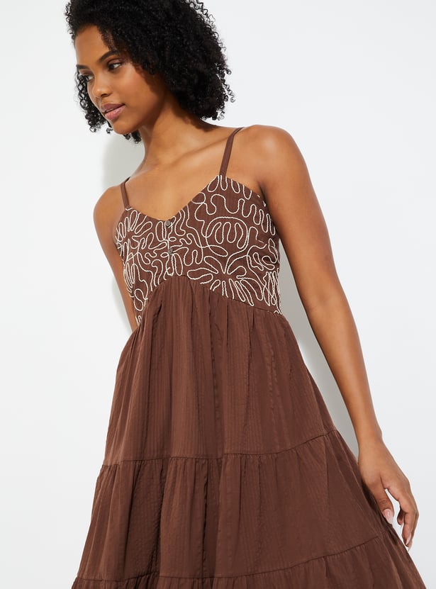 URB_N Women Embroidered Tiered Dress