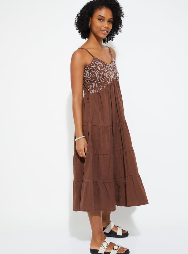 URB_N Women Embroidered Tiered Dress