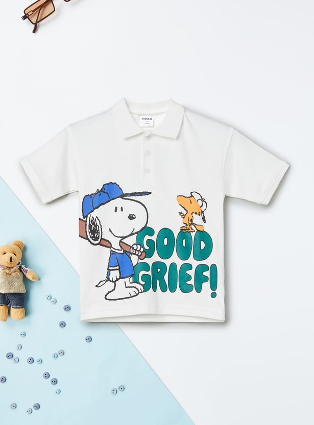 Boys Snoopy Printed Polo T-shirt