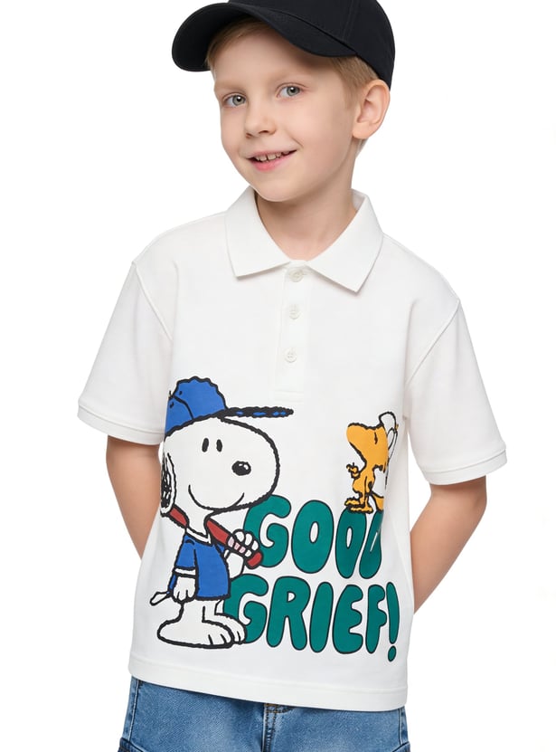 Boys Snoopy Printed Polo T-shirt