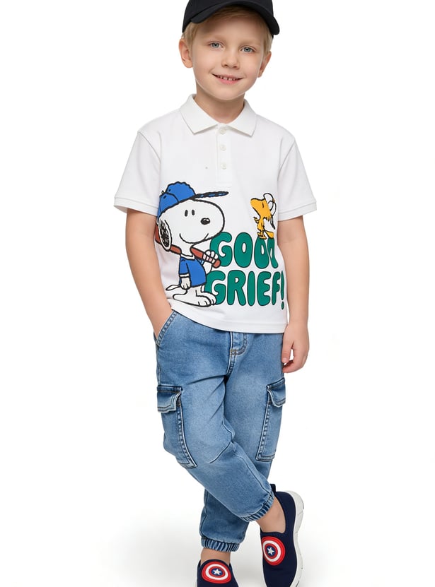 Boys Snoopy Printed Polo T-shirt
