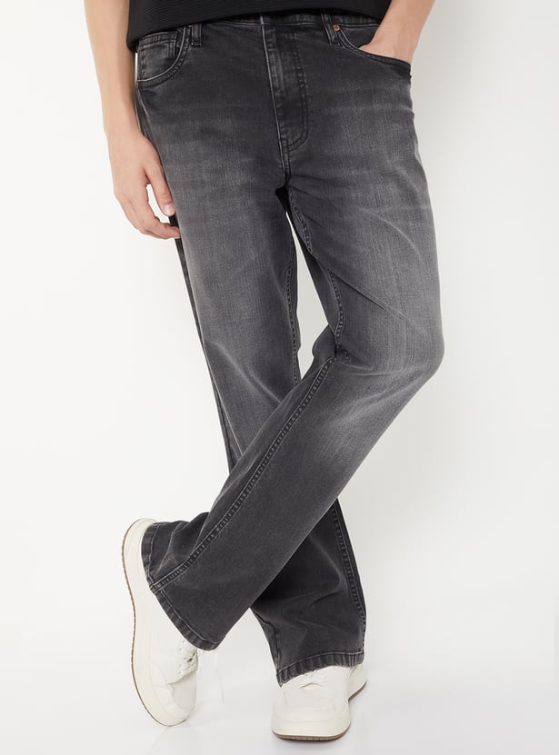 Men Washed Bootcut Jeans
