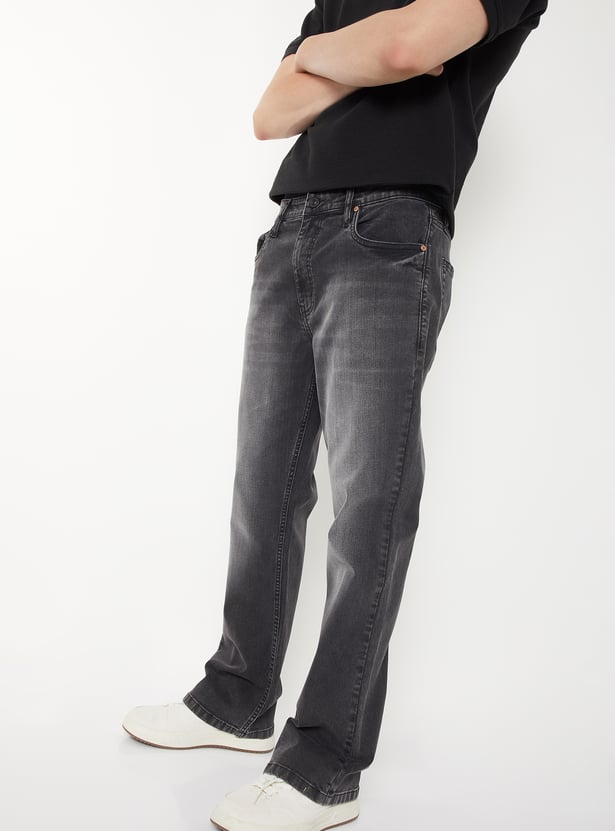 Men Washed Bootcut Jeans