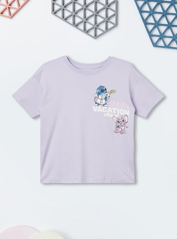 Girls Lilo & Stitch Printed T-shirt