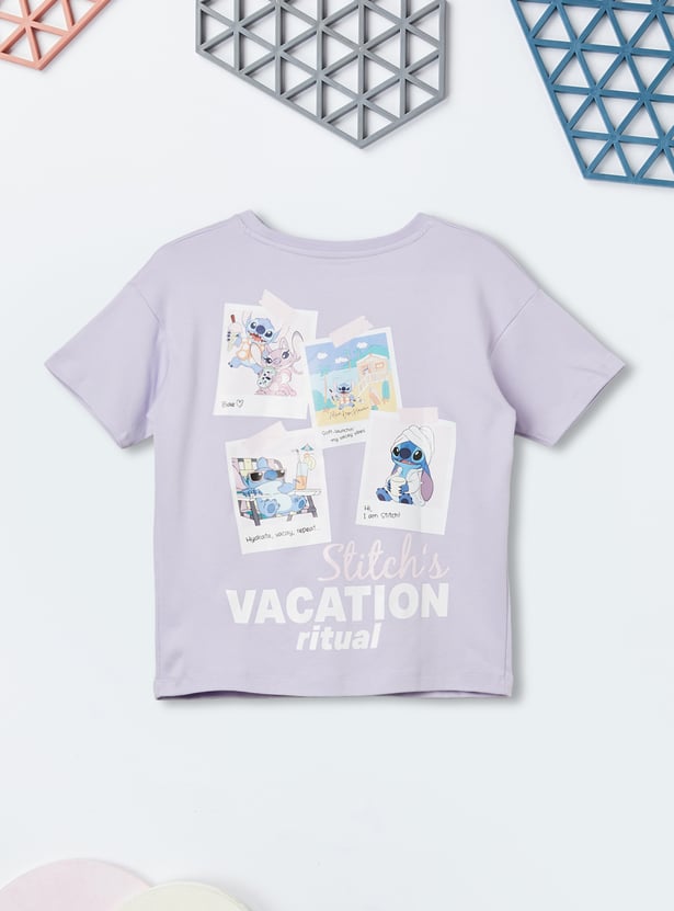 Girls Lilo & Stitch Printed T-shirt