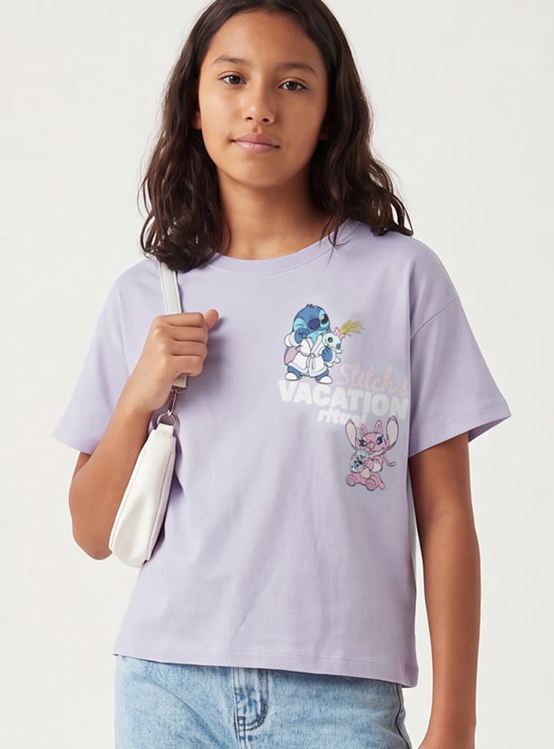 Girls Lilo & Stitch Printed T-shirt