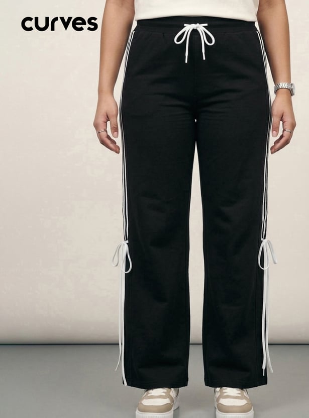 Women Striped Wide Leg Track Pants
