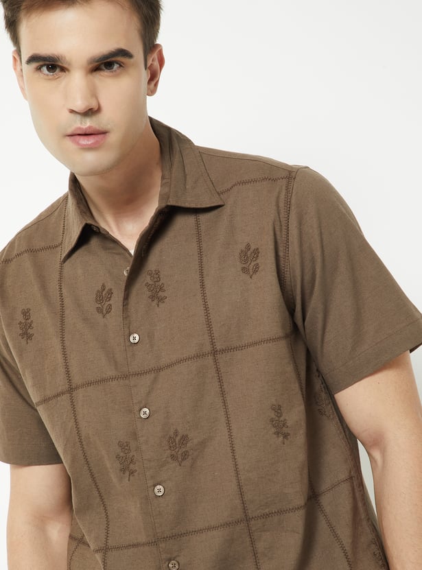 Men Embroidered Regular Fit Shirt