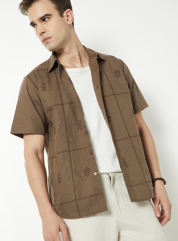 Men Embroidered Regular Fit Shirt