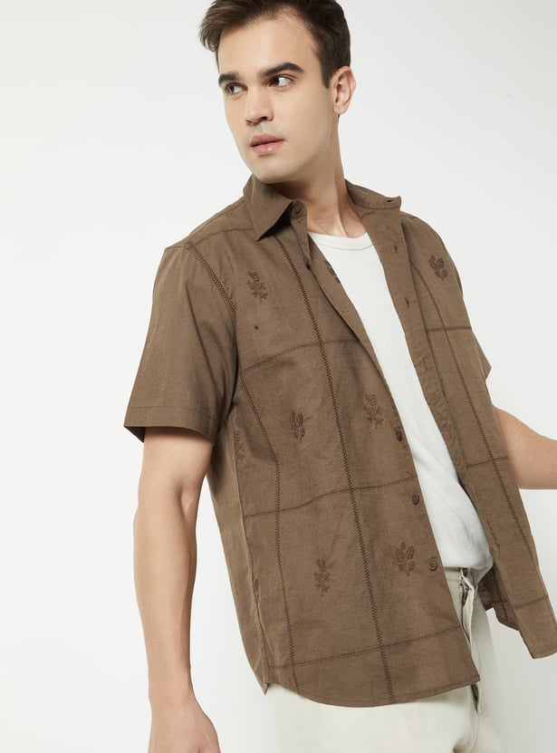 Men Embroidered Regular Fit Shirt