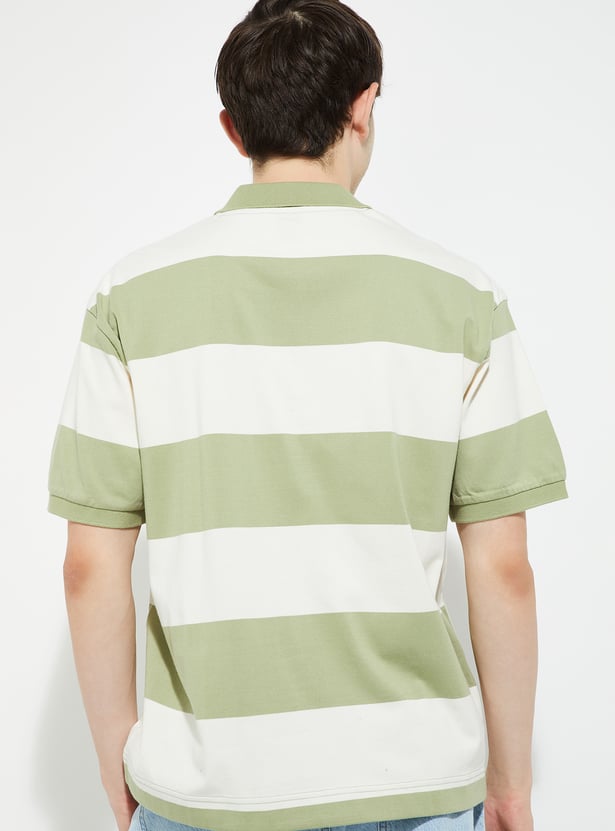 URB_N Men Striped Oversized Polo T-shirt