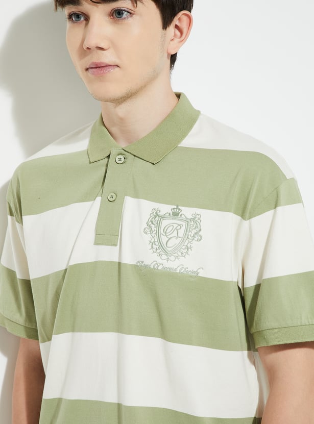 URB_N Men Striped Oversized Polo T-shirt