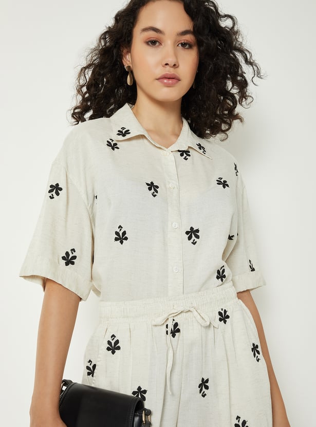 Women Embrodiered Motif Shirt