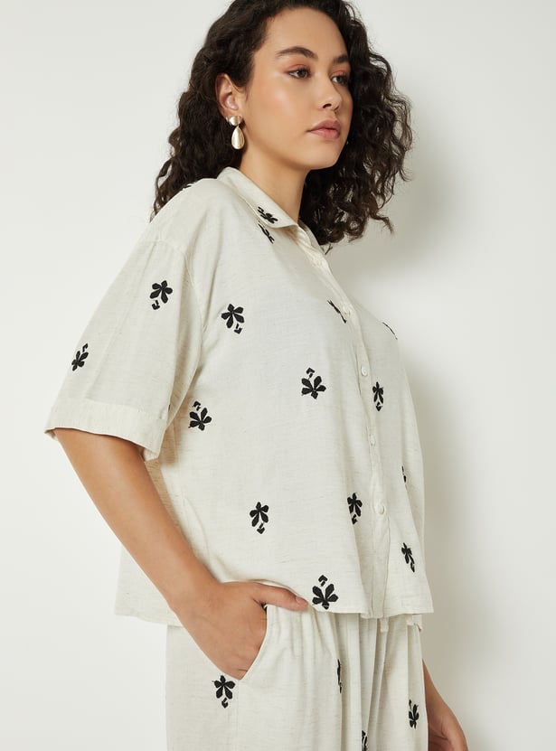 Women Embrodiered Motif Shirt