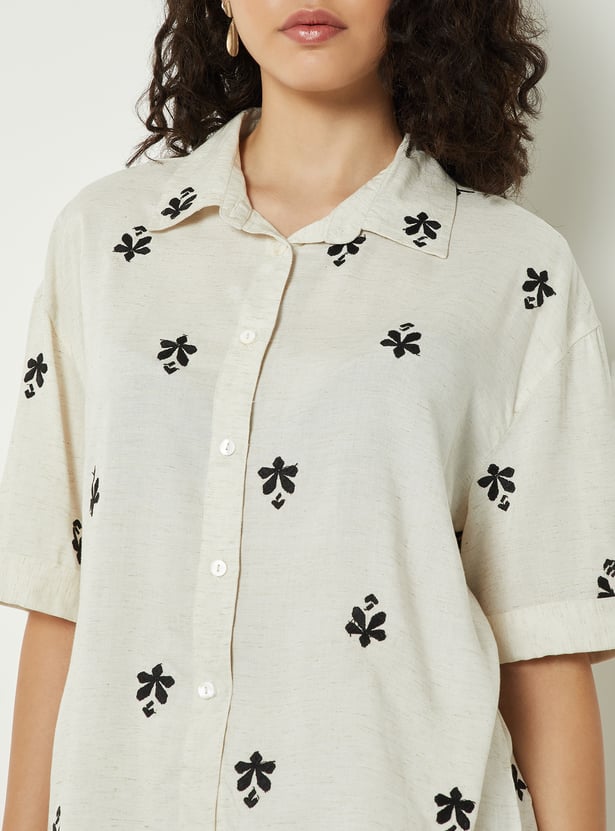 Women Embrodiered Motif Shirt
