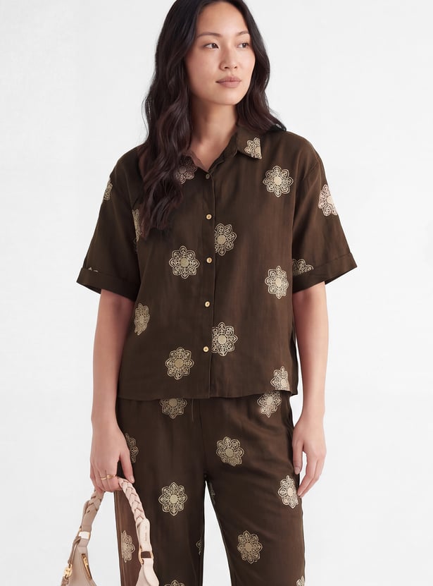 Women Embrodiered Motif Shirt